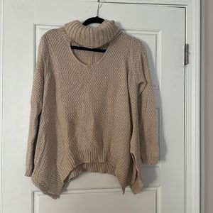 POL turtle neck open neck oversized side cut sweater